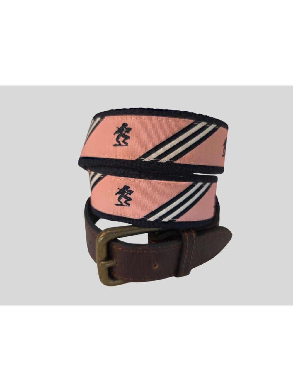 Levelwear Mens Golf Belt Sz 36 38 Pink Fiddler Frog Leather, Canvas Brass Buckle